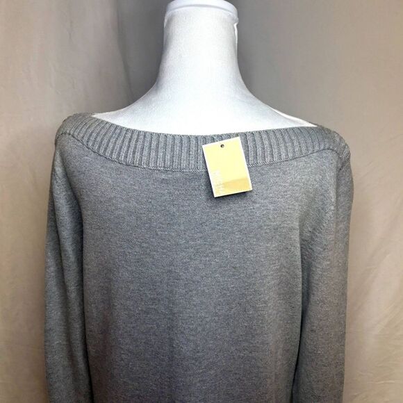 Michael Kors Light Grey Comfy Knee Length Sweater Dress Cowl Neck Women NWT - Picture 7 of 9
